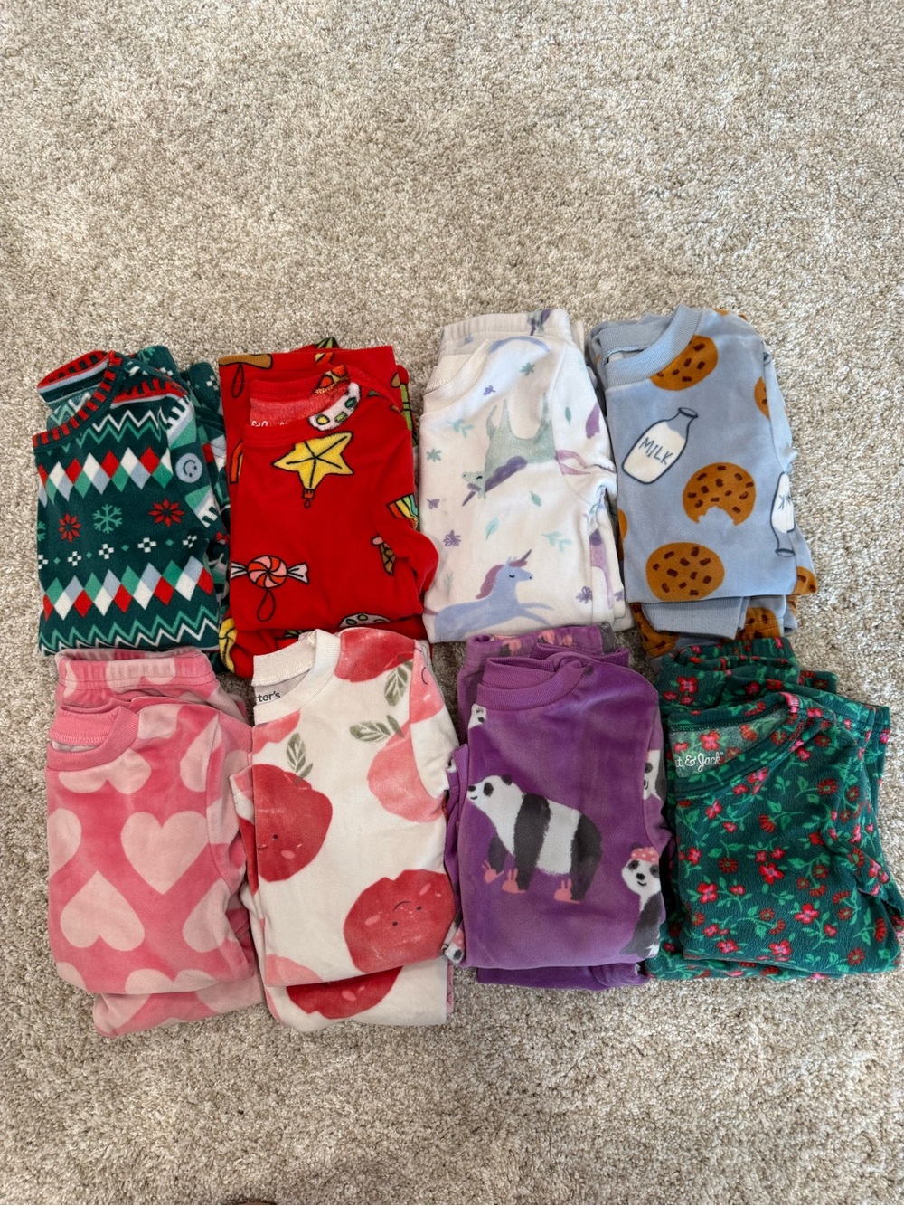 Girls Fuzzy 2 Piece Pajama Sets